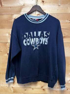 Vintage 90s Dallas Cowboys Pro Player Crewneck Sweatshirt Logo Navy Blue XL